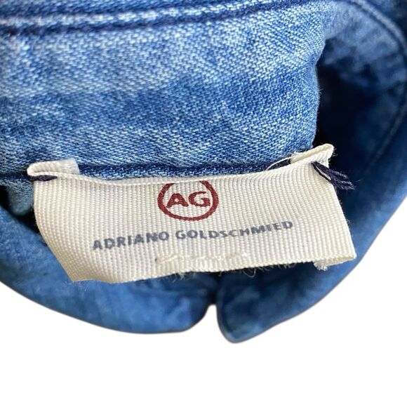 AG Adriano Goldschmied Denim Shirt Women S Blue Chambray Pockets Western Relaxed - Picture 3 of 12